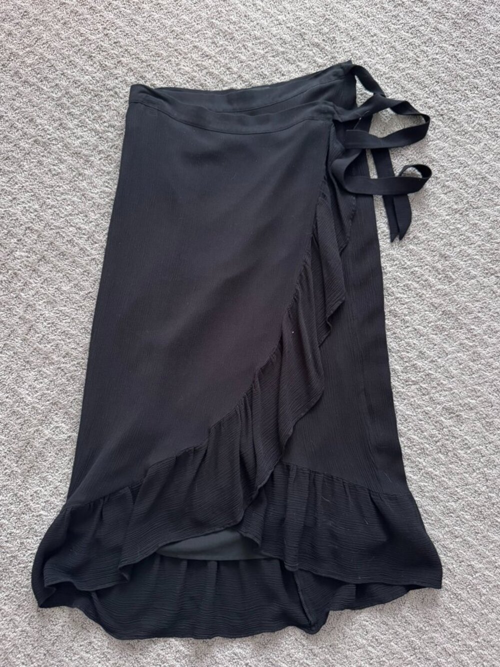 Express black ruffled wrap midi skirt